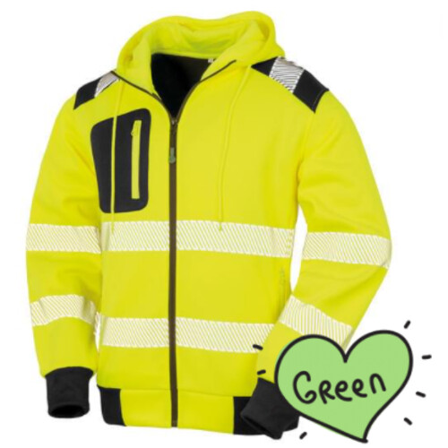 Recycled robust zipped safety hoodie Thumbnail